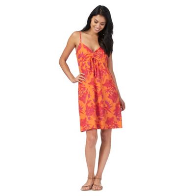 Orange Hawaiian flower print cami dress